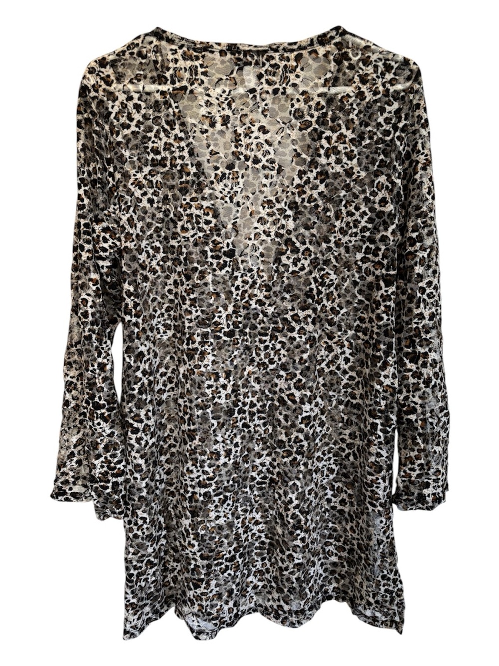 J. Valdi NWOT Leopard Print Mesh Swimsuit Coverup Tunic w/side slits Size L - Picture 3 of 5